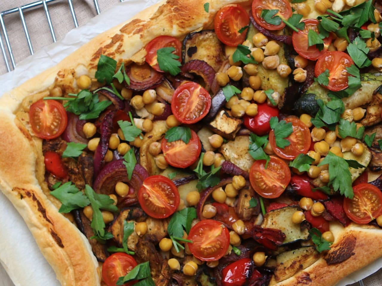 Colorful plate cake with hummus