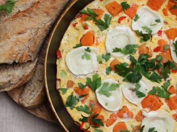 Frittata met pompoen en geitenkaas