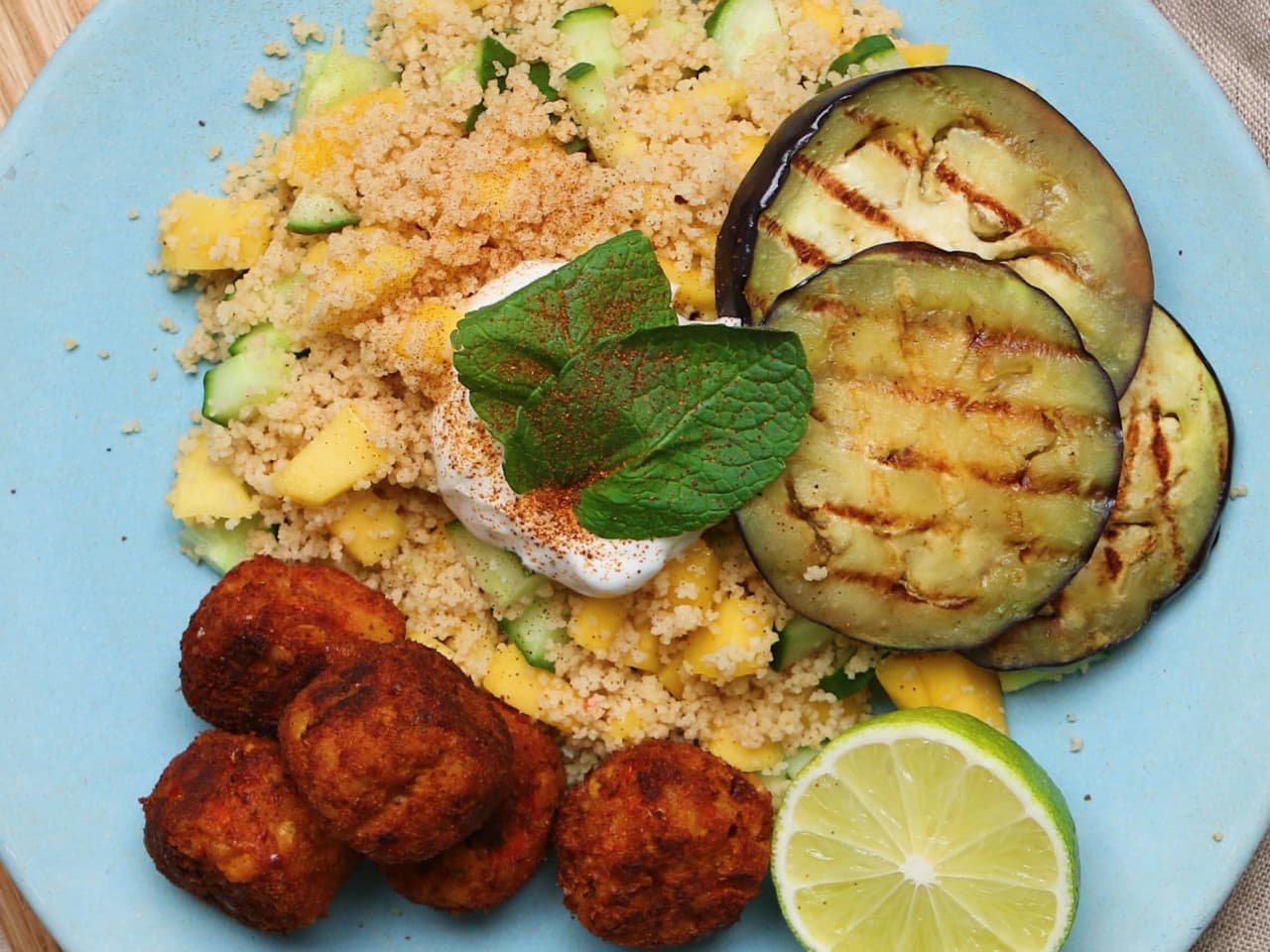 Couscous à la mangue et falafel