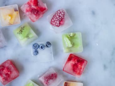 Ice cubes with fruit