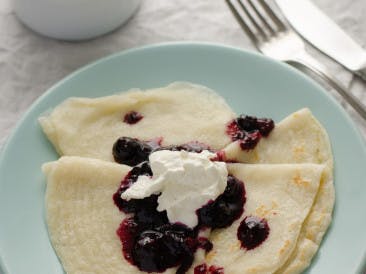 Crepes with a sweet fruit compot
