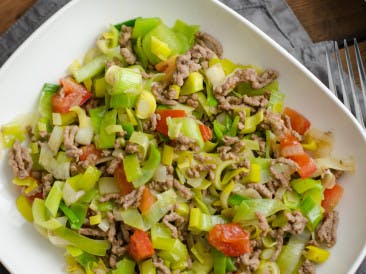 One pot ground beef and leek dish