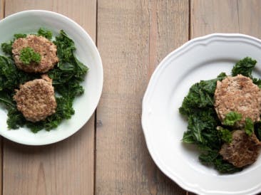 Mustard Burgers with Steamed Kale