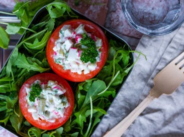 Tomatoes with crab salad