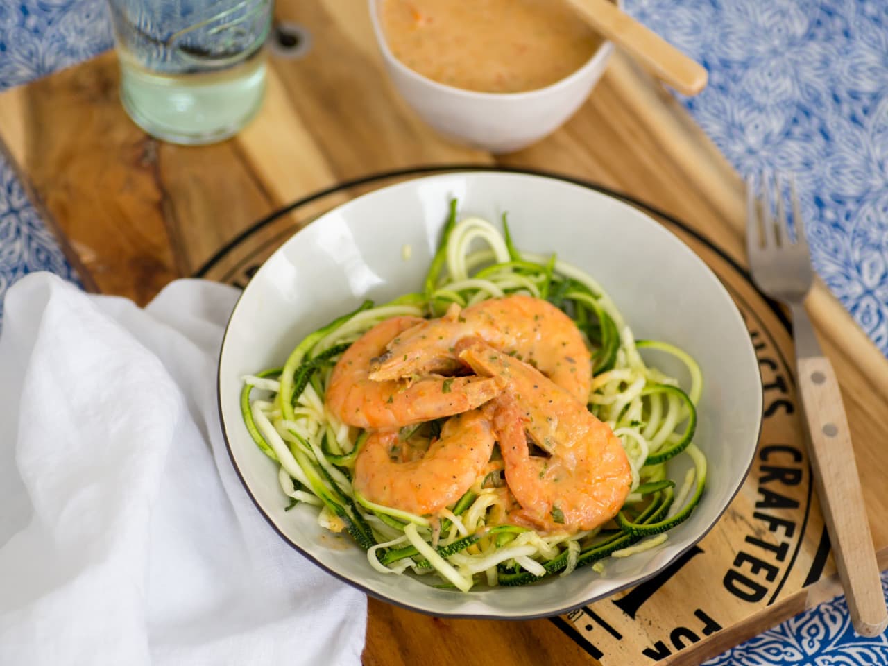 Zoodles con camarones