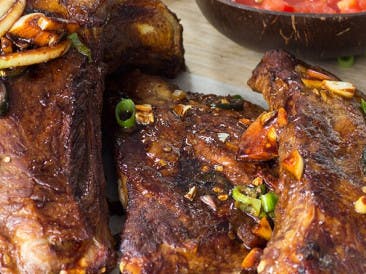 Spicy ribs with roasted pumpkin