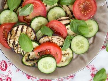 Grilled vegetables and tomatoes