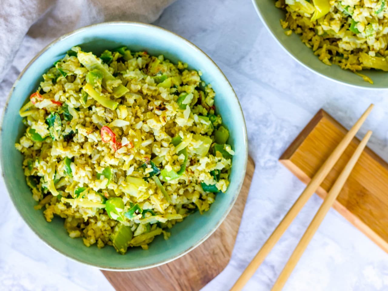 Baked cauliflower rice with Thai vegetables