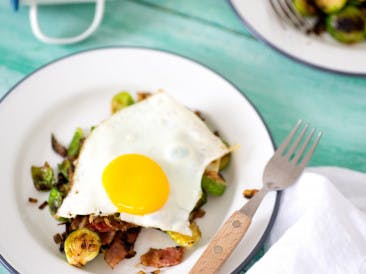 Fried brussels sprouts with egg
