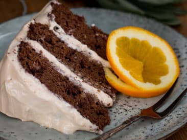 Schokoladenorangenkuchen mit Ahornglasur