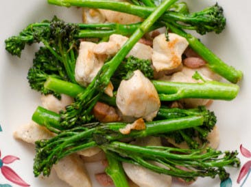 Stir-fried chicken and broccolini