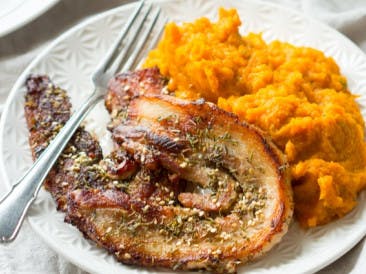 Bacon rashers with Carrot-Ginger puree