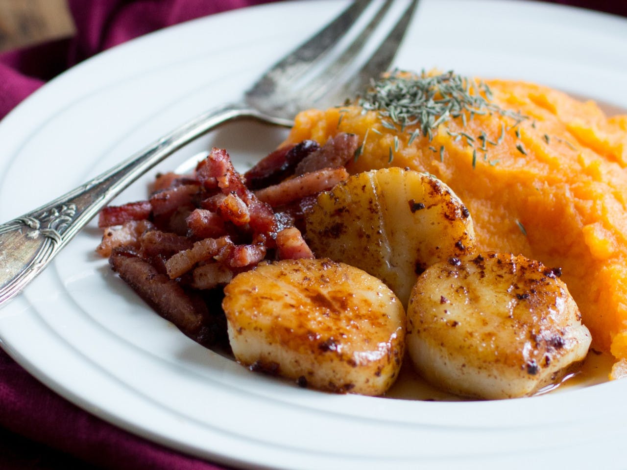 Scallops with carrot puree