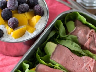 Roast beef wraps with chia pudding