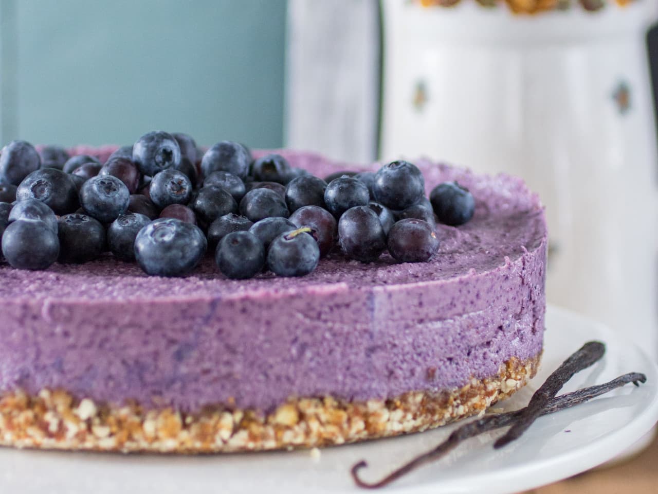 Blauwe bessen cheesecake