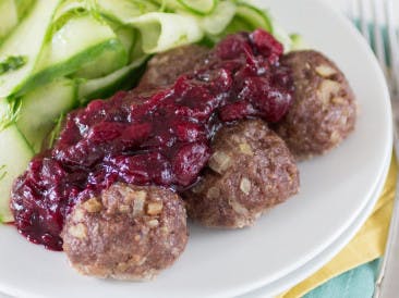 Swedish meatballs in a cranberry and cherry sauce