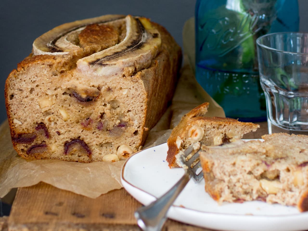 Luxe banana bread with hazelnuts