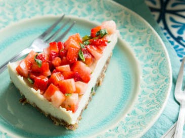 Citroen Cheesecake met Aardbeien en Munt