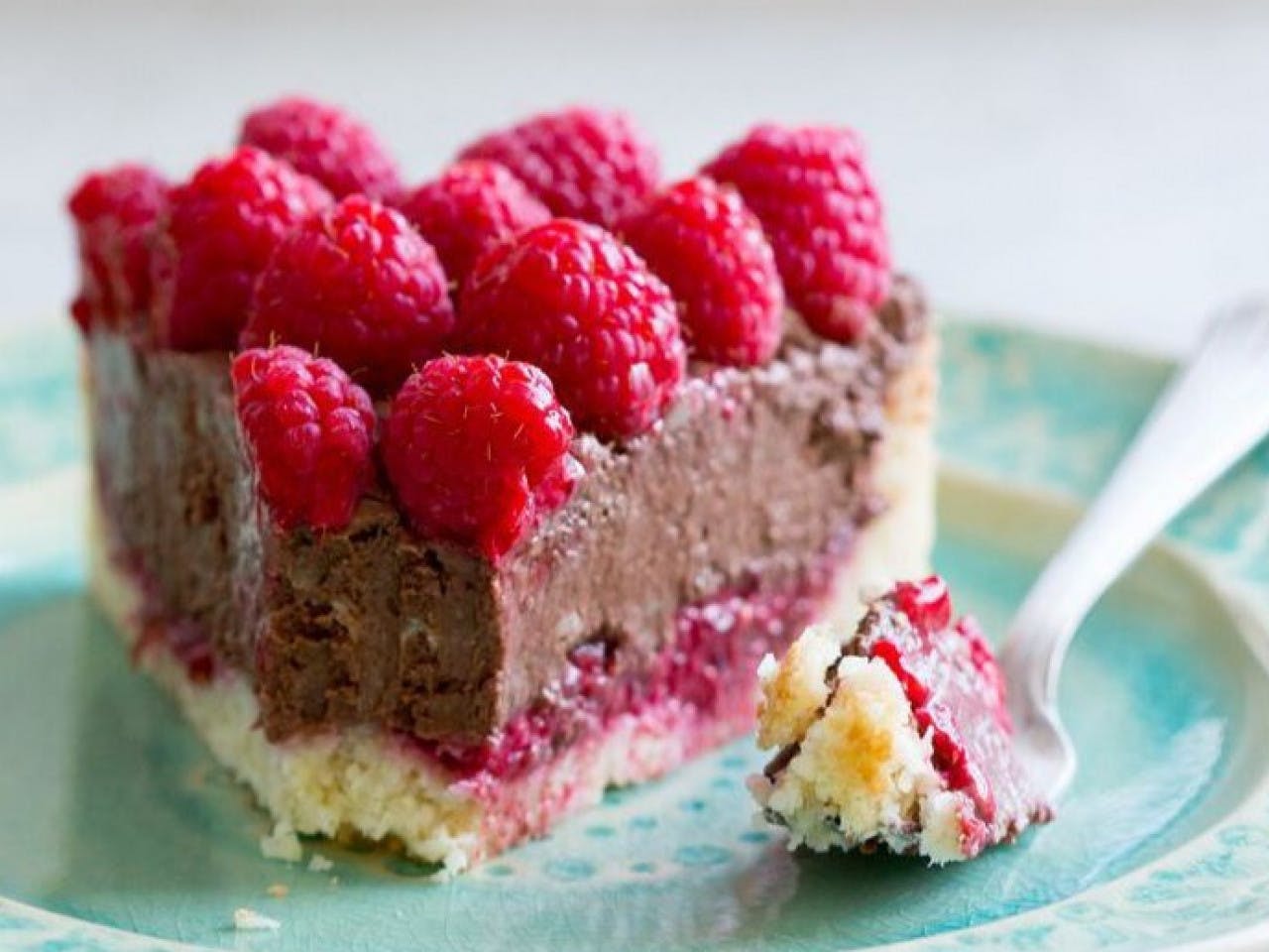 Raspberry chocolate cake with coconut