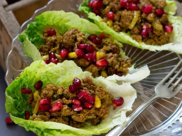 Fresh lettuce tacos stuffed with ground beef