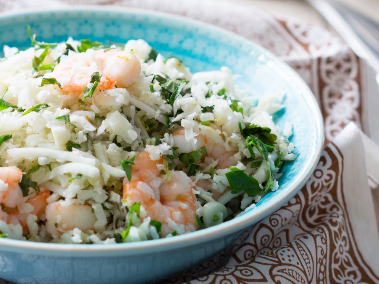 Herb rice with shrimps