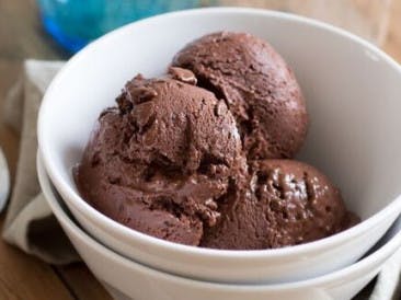 Chocolate ice cream with banana
