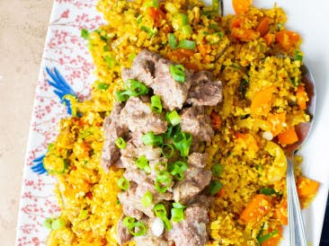 Fried rice with rendang
