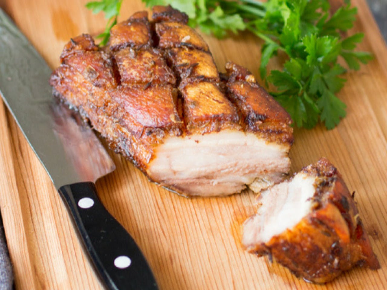 Crispy pork belly from the oven