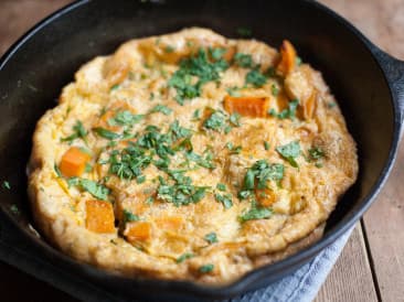 Frittata with sweet potato and coriander