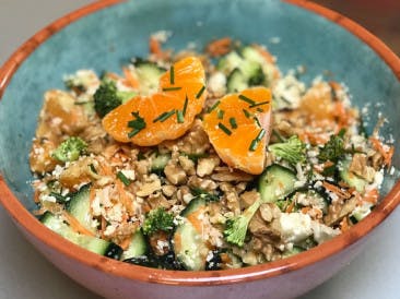 Rice salad with carrot and tuna