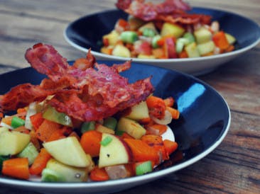 Mix of apple, pumpkin and bacon