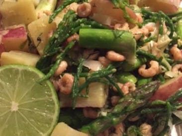 Seawok with shrimps and samphire
