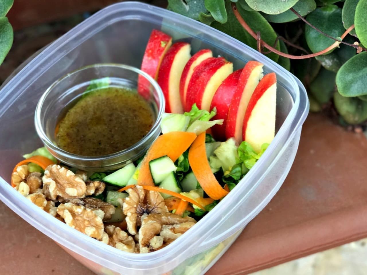 Ensalada de manzana con nuez y aderezo de mostaza y miel