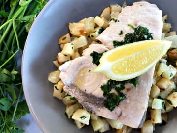Wintergemüseratatouille mit Weißfisch in Zitrone