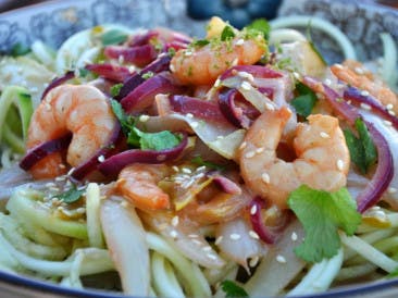 Oriental chicory with shrimps