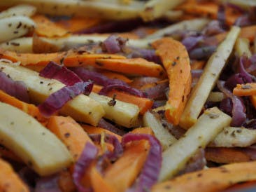 Roasted fries dish from parsnip and pumpkin