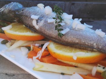 Citrus fish with winter vegetables