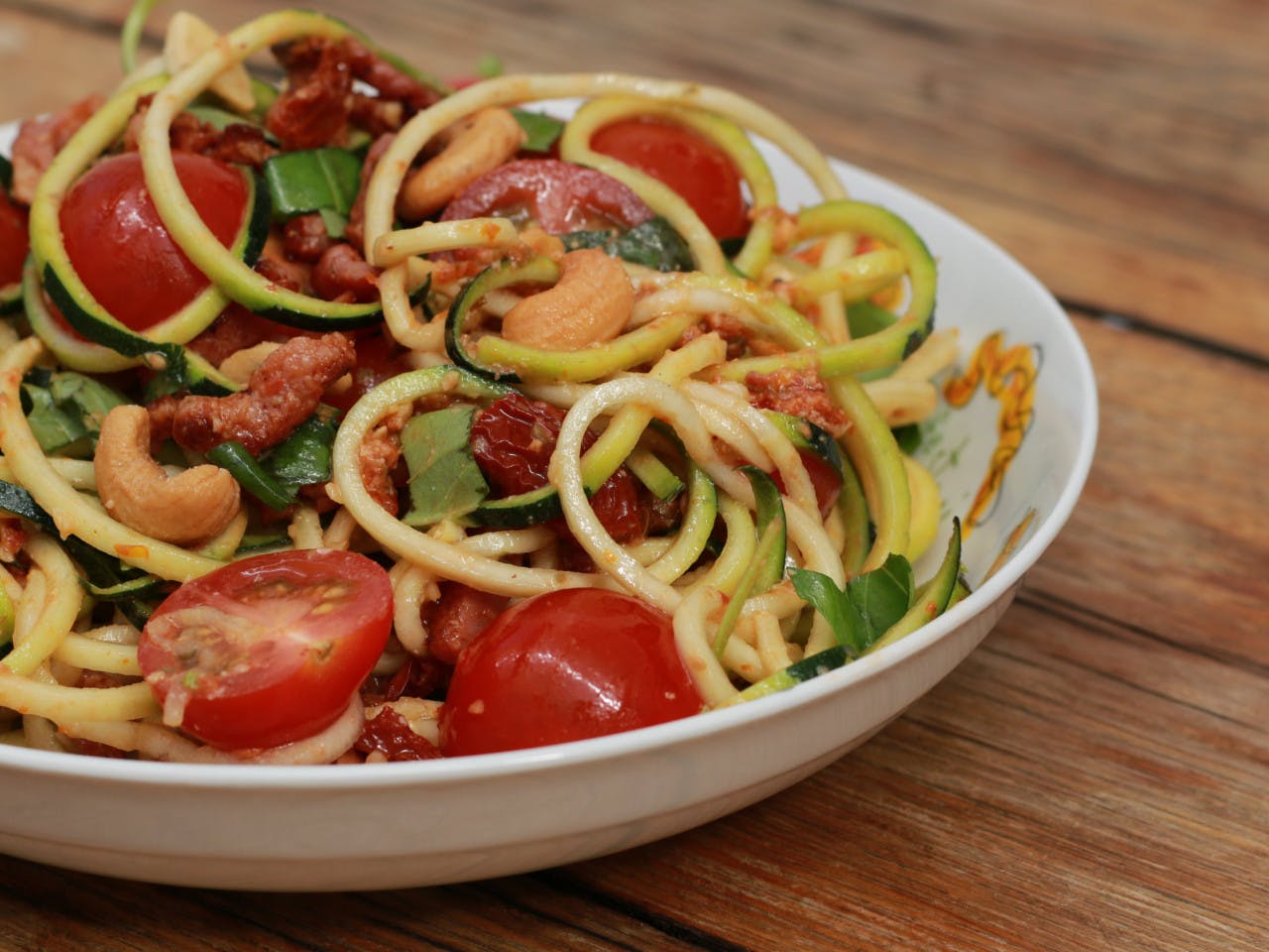 Zucchini with tomato tapenade