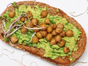 Toast with avocado and roasted chickpeas