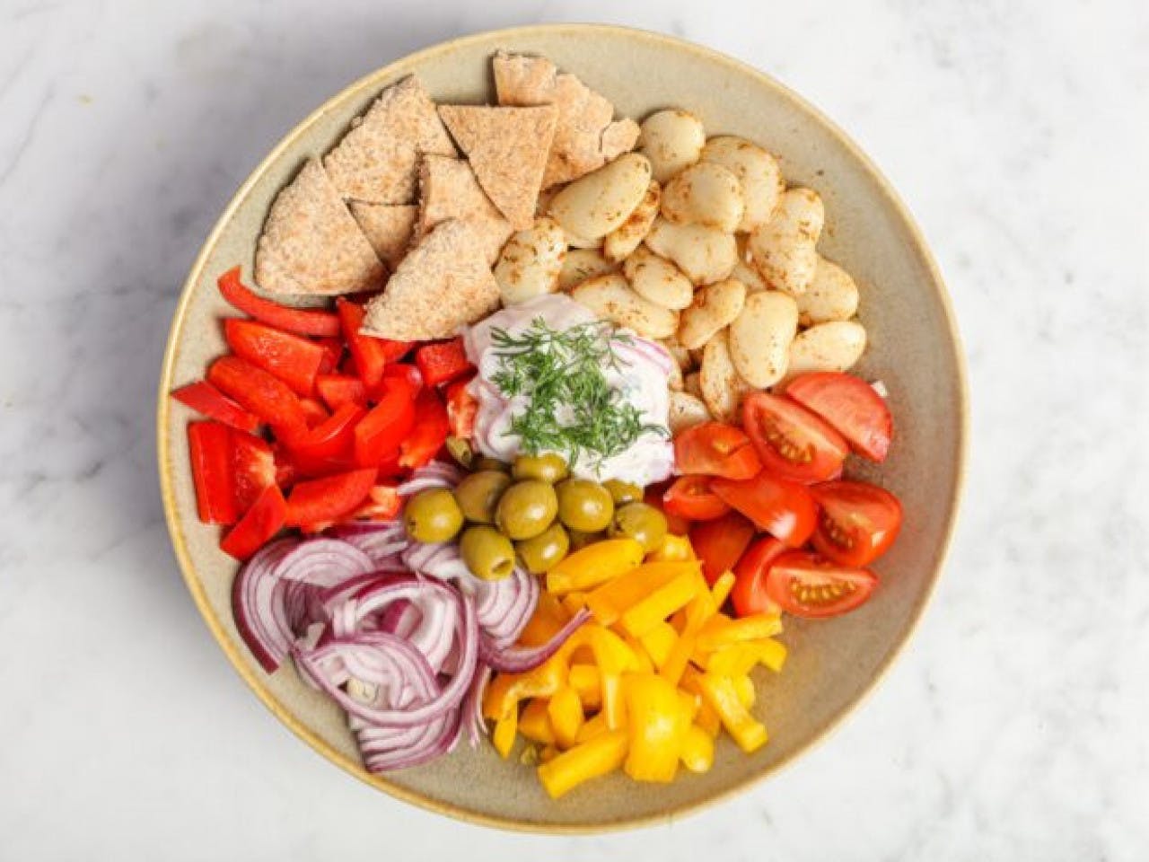 Easy Vegan Greek bean salad