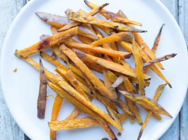 Sweet potato fries with garlic and Himalayan salt