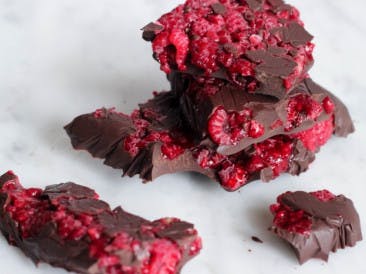 Vegan chocolate with raspberries