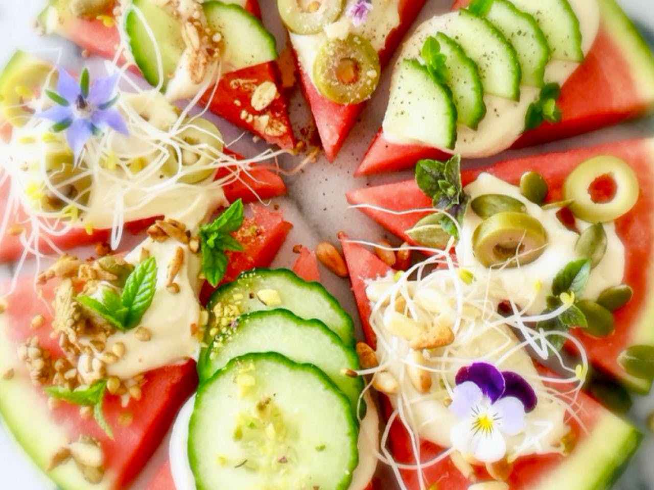 Watermelon Pizza with Almond Cheese
