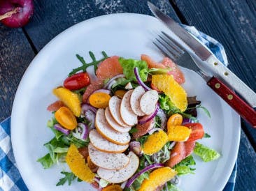 Citrus fruit and smoked chicken salad