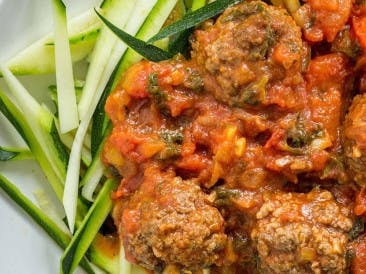 Zoodles with meatballs